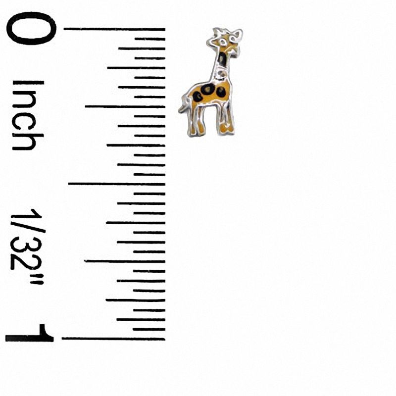 Child's Enamel Giraffe Stud Earrings in Sterling Silver