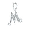 Thumbnail Image 0 of Cubic Zirconia Calligraphy Initial "M" Bracelet Charm in Sterling Silver