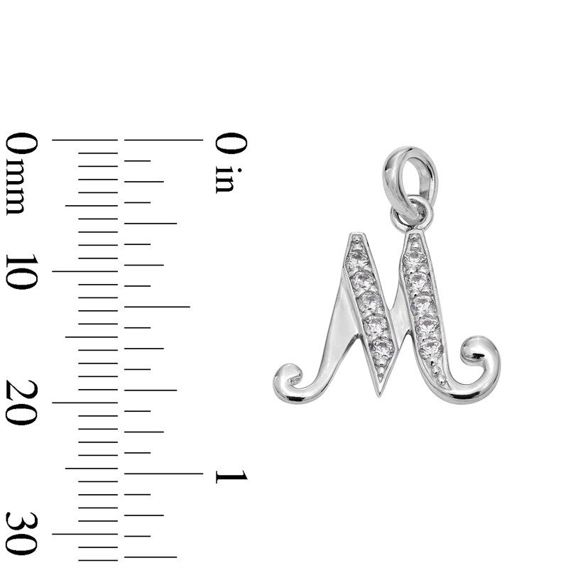 Main Image 2 of Cubic Zirconia Calligraphy Initial "M" Charm in Sterling Silver
