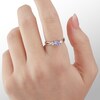 Lavender and White Cubic Zirconia Three Stone Ring in Sterling Silver - Size 6