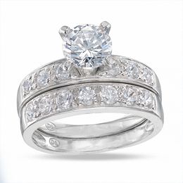 6.5mm Cubic Zirconia Bridal Set in Sterling Silver - Size 6