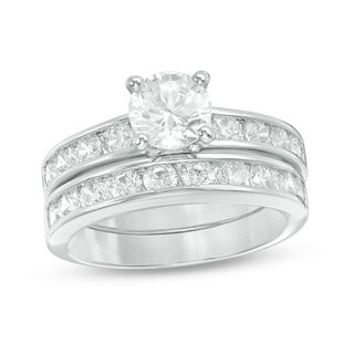 7.5mm Cubic Zirconia Bridal Set in Sterling Silver - Size 6