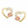 Thumbnail Image 1 of Cubic Zirconia Heart Stud Earrings in 10K Two-Tone Gold