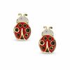Child's Red and Black Enamel Ladybug Stud Earrings in 10K Gold