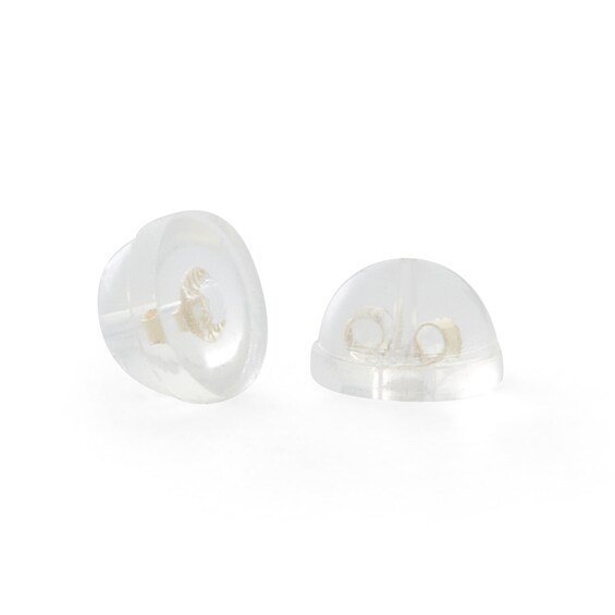 10K Solid Gold 6mm Square Black Crystal Dome Solitaire Studs