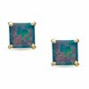 Thumbnail Image 1 of 5.0mm Princess-Cut Simulated Black Opal Stud Earrings in 10K Gold