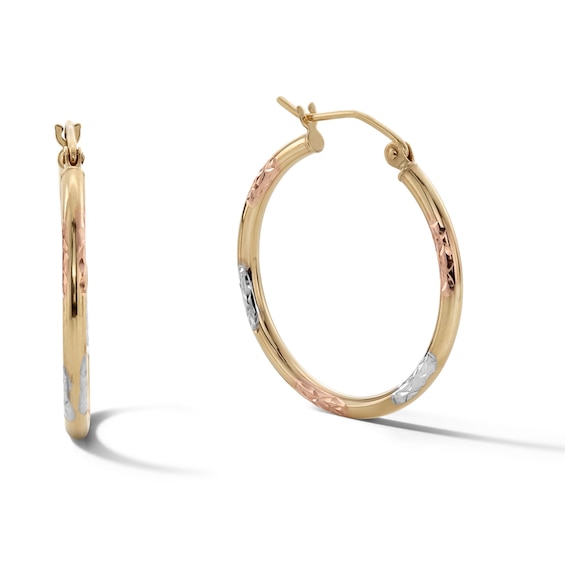 25mm Hoop Earrings in 10K Tri-Tone Gold