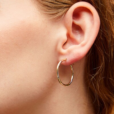 25mm Hoop Earrings in 10K Tri-Tone Gold