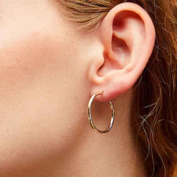 25mm Hoop Earrings in 10K Tri-Tone Gold