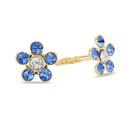 Child's Blue Flower Stud Earrings in 10K Gold