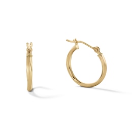 2 x 16mm Twist Hoop Earrings in 10K Gold