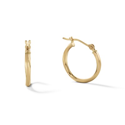 2 x 16mm Twist Hoop Earrings in 10K Gold