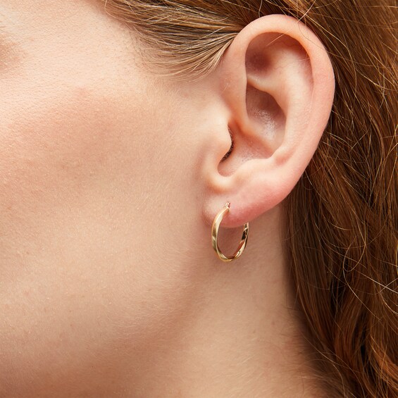 2 x 16mm Twist Hoop Earrings in 10K Gold