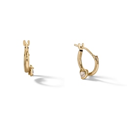 Cubic Zirconia Heart Hoop Earrings in 10K Gold