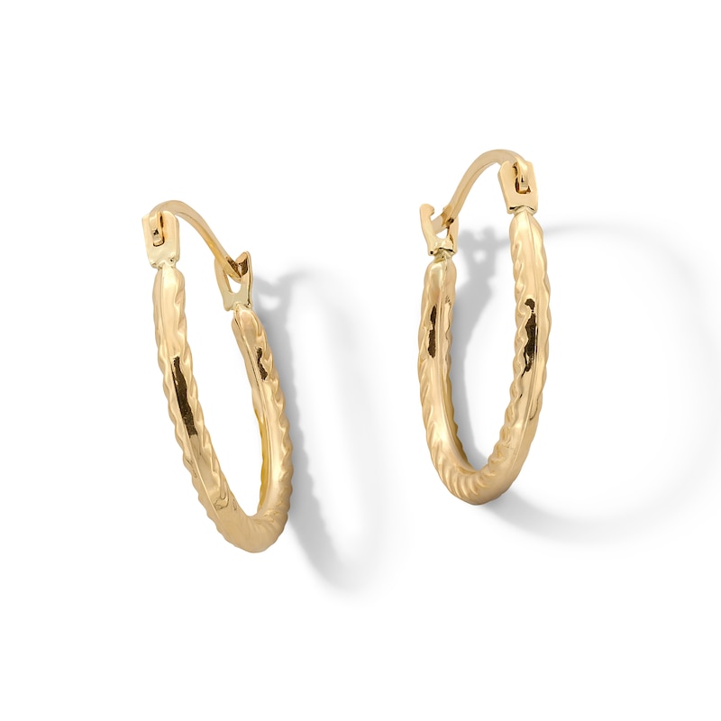 10K Hollow Gold Twist Hoops