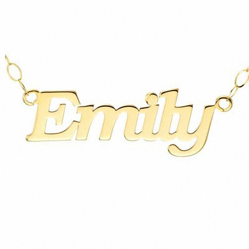 Script Name Necklace in 10K Gold (10 Characters)