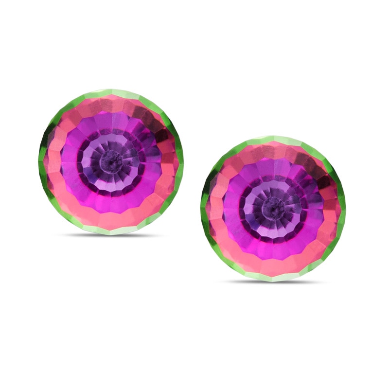 8mm Iridescent Glass Ball Stud Earrings in Sterling Silver