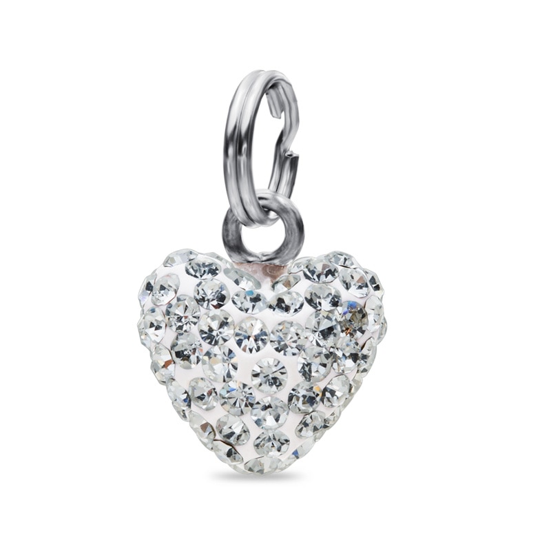 Main Image 1 of Crystal Heart Charm in Sterling Silver