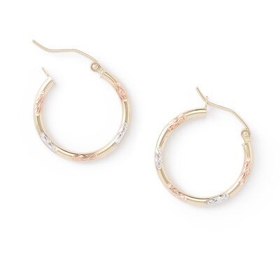 20mm Hoop Earrings in 10K Tri-Tone Gold