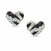 Black and White Crystal Zebra Heart Stud Earrings in 10K Gold