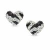Thumbnail Image 1 of Black and White Crystal Zebra Heart Stud Earrings in 10K Gold