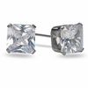 Thumbnail Image 1 of 7.0mm Square-Cut Cubic Zirconia Stud Earrings in Stainless Steel