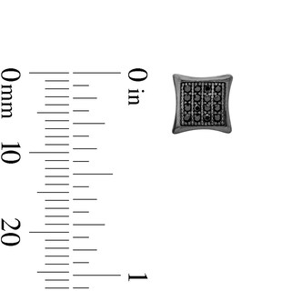 Black Cubic Zirconia Concave Square Stud Earrings in Sterling Silver with Black Rhodium