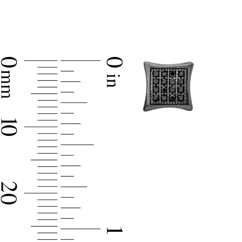 Main Image 2 of Black Cubic Zirconia Concave Square Stud Earrings in Sterling Silver with Black Rhodium