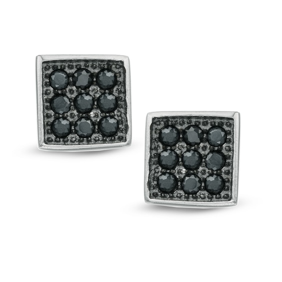 Cubic Zirconia Square Stud Earrings in Sterling Silver