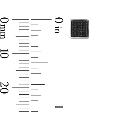 Solid Sterling Silver Black CZ Square Composite Studs