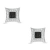 Thumbnail Image 1 of Men's Black and White Cubic Zirconia Concave Square Stud Earrings in Sterling Silver