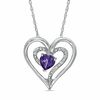 Thumbnail Image 1 of 6mm Heart-Shaped Amethyst and Diamond Accent Heart Pendant in Sterling Silver