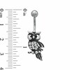 014 Gauge Owl Belly Button Ring with Crystals in Stainless Steel