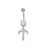 014 Gauge Belly Button Ring with Cubic Zirconia in Stainless Steel