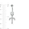 014 Gauge Belly Button Ring with Cubic Zirconia in Stainless Steel
