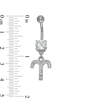 014 Gauge Belly Button Ring with Cubic Zirconia in Stainless Steel