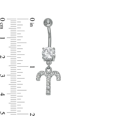 014 Gauge Belly Button Ring with Cubic Zirconia in Stainless Steel