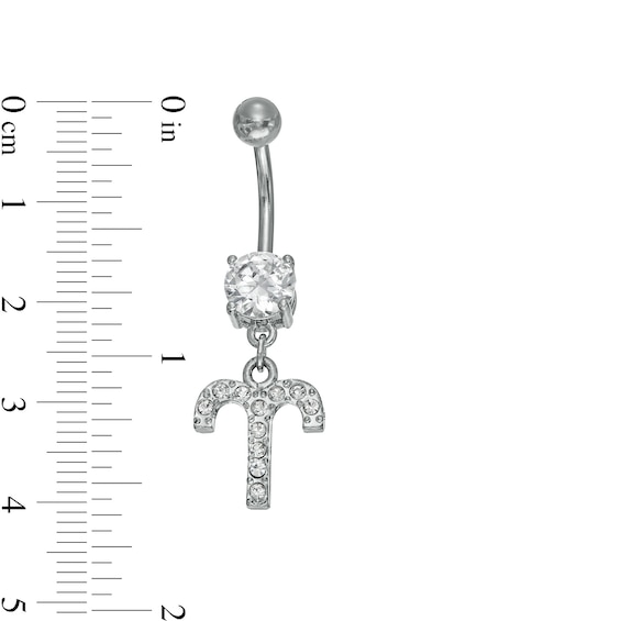 014 Gauge Belly Button Ring with Cubic Zirconia in Stainless Steel