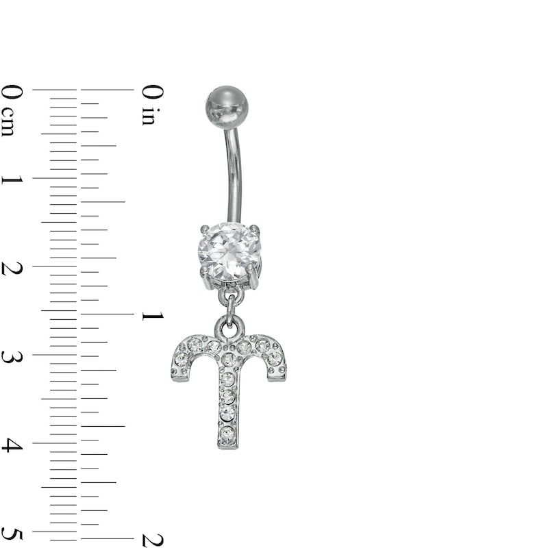 014 Gauge Belly Button Ring with Cubic Zirconia in Stainless Steel