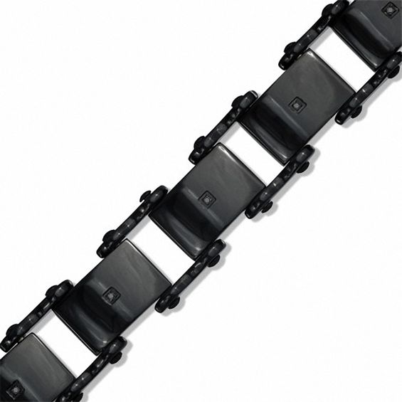 Diamond Accent Bracelet in Black IP Stainless Steel - 8.5"