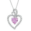 Thumbnail Image 0 of 8mm Lab-Created Pink and White Sapphire Heart Pendant in Sterling Silver