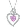 Thumbnail Image 1 of 8mm Lab-Created Pink and White Sapphire Heart Pendant in Sterling Silver