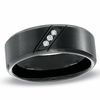 Thumbnail Image 0 of Diamond Accent Three Stone Slant Wedding Band in Black IP Stainless Steel - Size 10.5