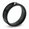 Thumbnail Image 1 of Diamond Accent Three Stone Slant Wedding Band in Black IP Stainless Steel - Size 10.5