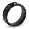 Thumbnail Image 2 of Diamond Accent Three Stone Slant Wedding Band in Black IP Stainless Steel - Size 10.5