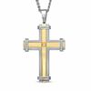 Thumbnail Image 1 of Diamond Accent Cross Pendant in Two-Tone Stainless Steel - 24"