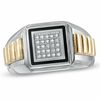 1/8 CT. T.W. Diamond Square Ridged Ring in Two-Tone Stainless Steel