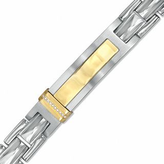 Diamond Accent ID Bracelet in Two-Tone Stainless Steel - 8.5"