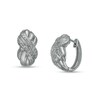 Thumbnail Image 1 of Diamond Accent Criss-Cross Hoop Earrings in White Rhodium-Plated Brass