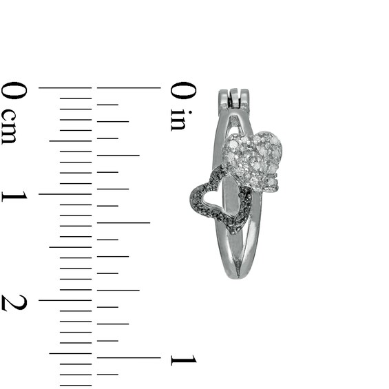 Diamond Accent Double Heart Hoop Earrings in Two-Tone Brass